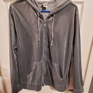 Danskin (Full)zip up hoodie Gray Size XXL/20 Velour. Very soft